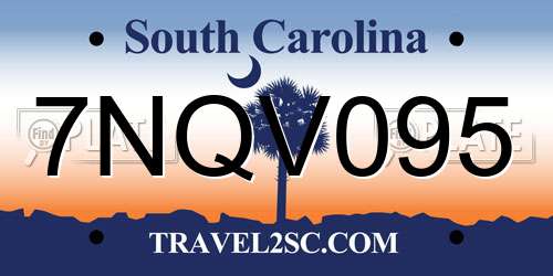 7NQV095 South Carolina License Plate