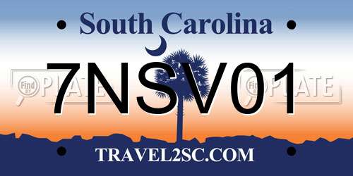 7NSV01 South Carolina License Plate