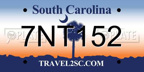 7NT152 South Carolina License Plate