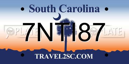 7NTI87 South Carolina License Plate