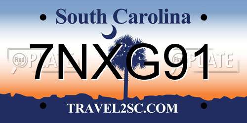 7NXG91 South Carolina License Plate