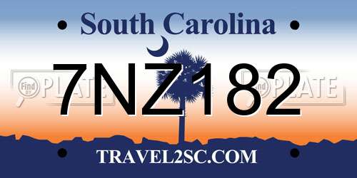 7NZ182 South Carolina License Plate