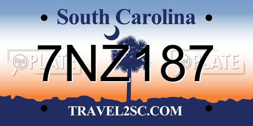 7NZ187 South Carolina License Plate