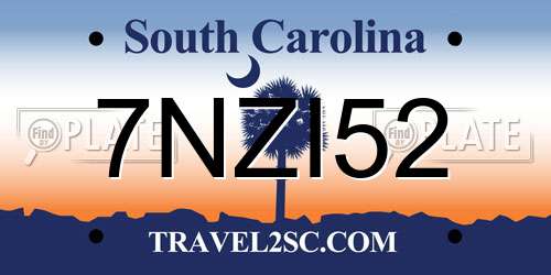 7NZI52 South Carolina License Plate