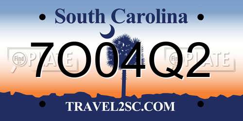 7O04Q2 South Carolina License Plate