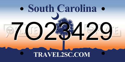 7O23429 South Carolina License Plate
