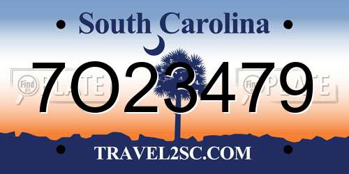 7O23479 South Carolina License Plate