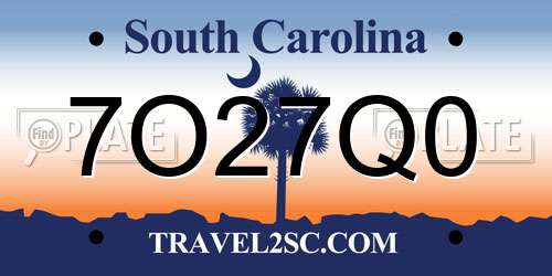 7O27Q0 South Carolina License Plate