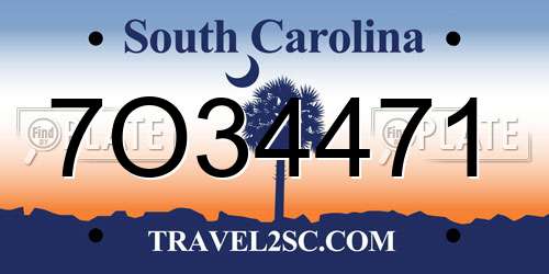 7O34471 South Carolina License Plate
