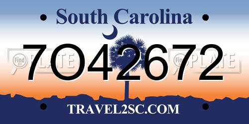 7O42672 South Carolina License Plate