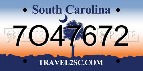 7O47672 South Carolina License Plate