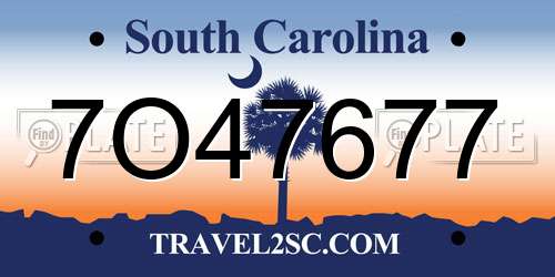 7O47677 South Carolina License Plate