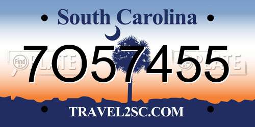 7O57455 South Carolina License Plate