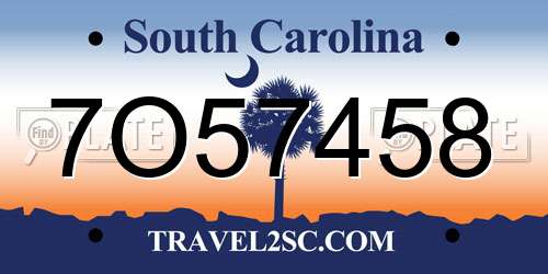 7O57458 South Carolina License Plate