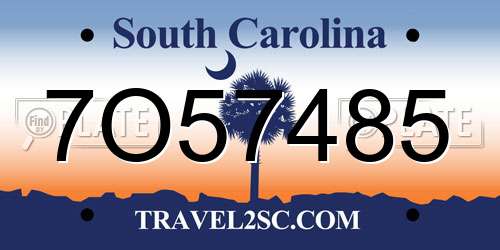 7O57485 South Carolina License Plate