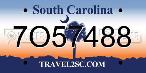 7O57488 South Carolina License Plate