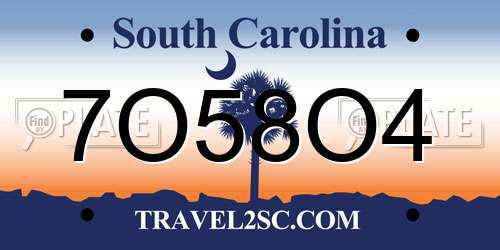 7O58O4 South Carolina License Plate