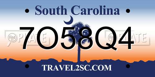 7O58Q4 South Carolina License Plate