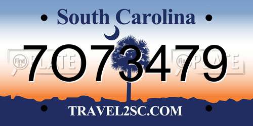 7O73479 South Carolina License Plate