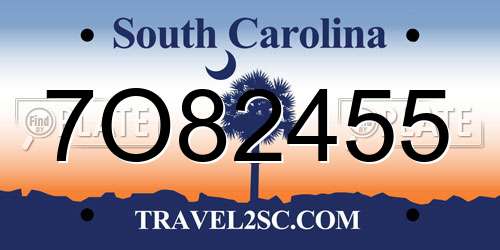 7O82455 South Carolina License Plate