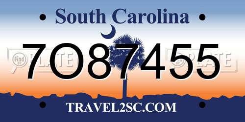 7O87455 South Carolina License Plate