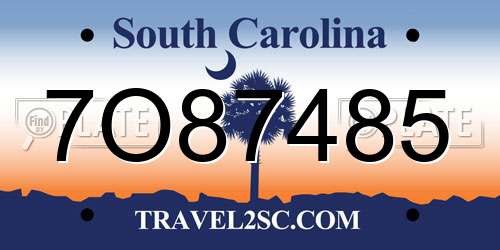 7O87485 South Carolina License Plate