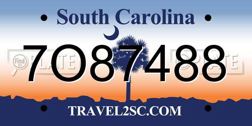7O87488 South Carolina License Plate