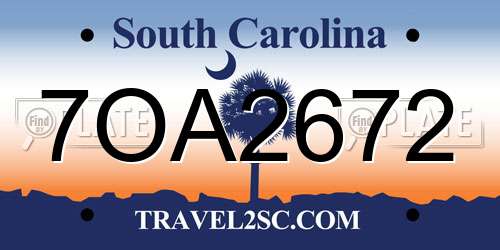 7OA2672 South Carolina License Plate