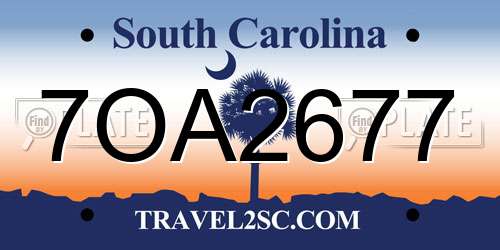 7OA2677 South Carolina License Plate