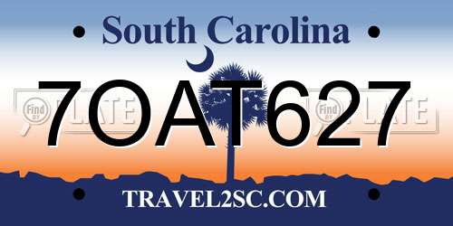 7OAT627 South Carolina License Plate