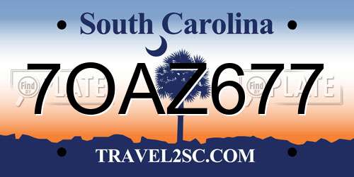 7OAZ677 South Carolina License Plate