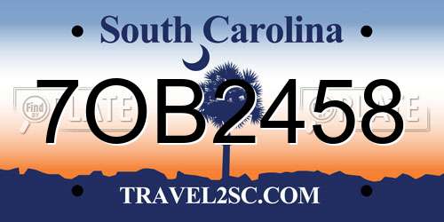 7OB2458 South Carolina License Plate