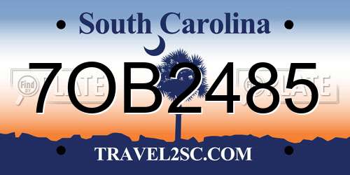 7OB2485 South Carolina License Plate