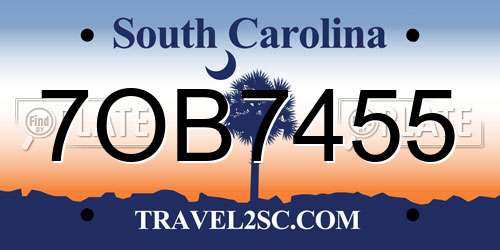 7OB7455 South Carolina License Plate
