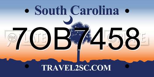 7OB7458 South Carolina License Plate