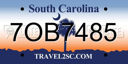 7OB7485 South Carolina License Plate