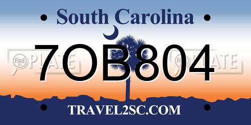 7OB804 South Carolina License Plate