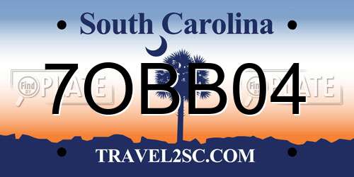 7OBB04 South Carolina License Plate
