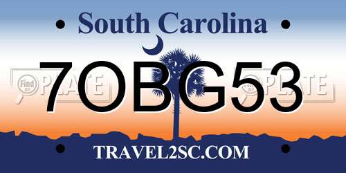 7OBG53 South Carolina License Plate