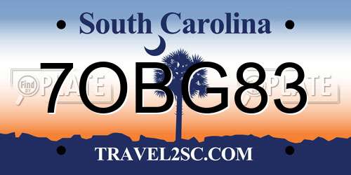7OBG83 South Carolina License Plate