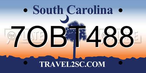 7OBT488 South Carolina License Plate