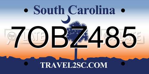 7OBZ485 South Carolina License Plate
