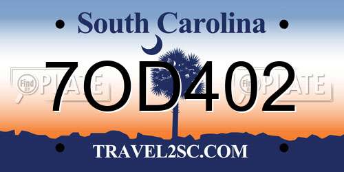 7OD402 South Carolina License Plate