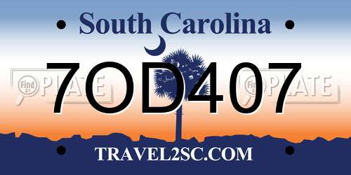 7OD407 South Carolina License Plate