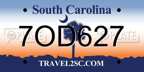 7OD627 South Carolina License Plate
