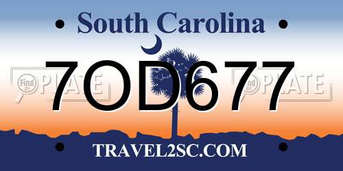 7OD677 South Carolina License Plate