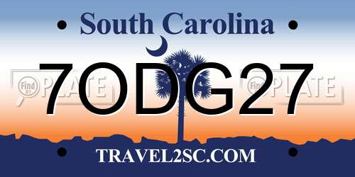 7ODG27 South Carolina License Plate
