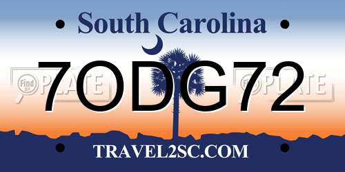 7ODG72 South Carolina License Plate