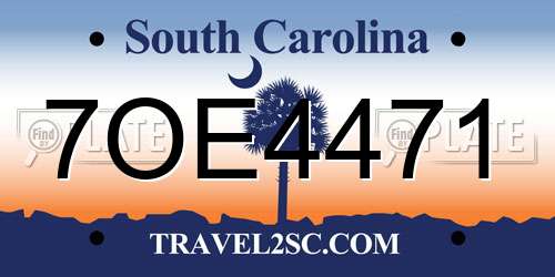 7OE4471 South Carolina License Plate