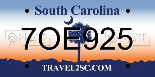 7OE925 South Carolina License Plate